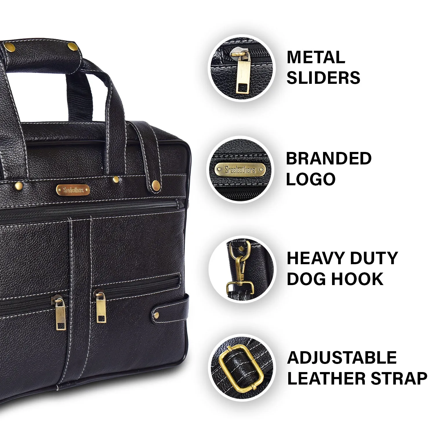 Leather Laptop Bag 36809 (BLACK)