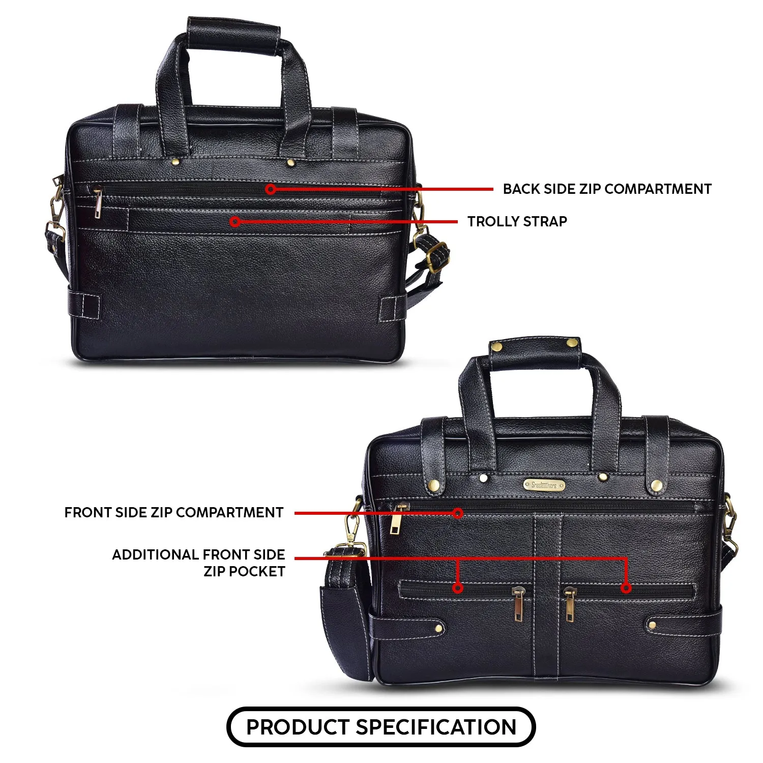 Leather Laptop Bag 36809 (BLACK)