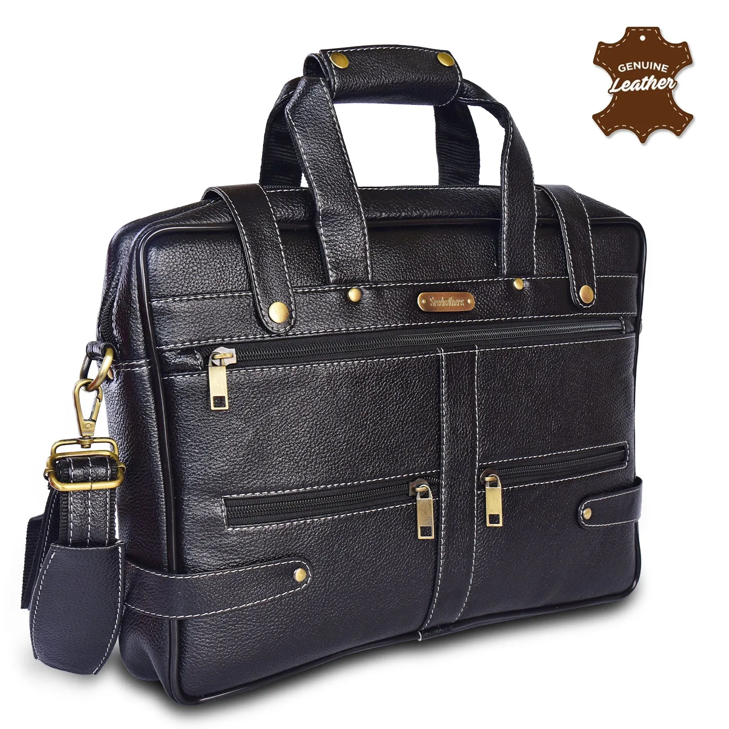 Leather Laptop Bag 36809 (BLACK)