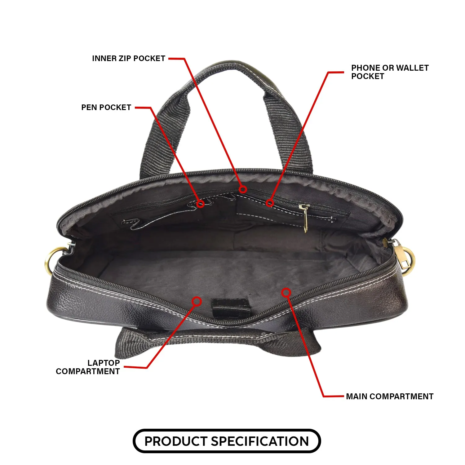 Leather Laptop Bag 36811 (Black)