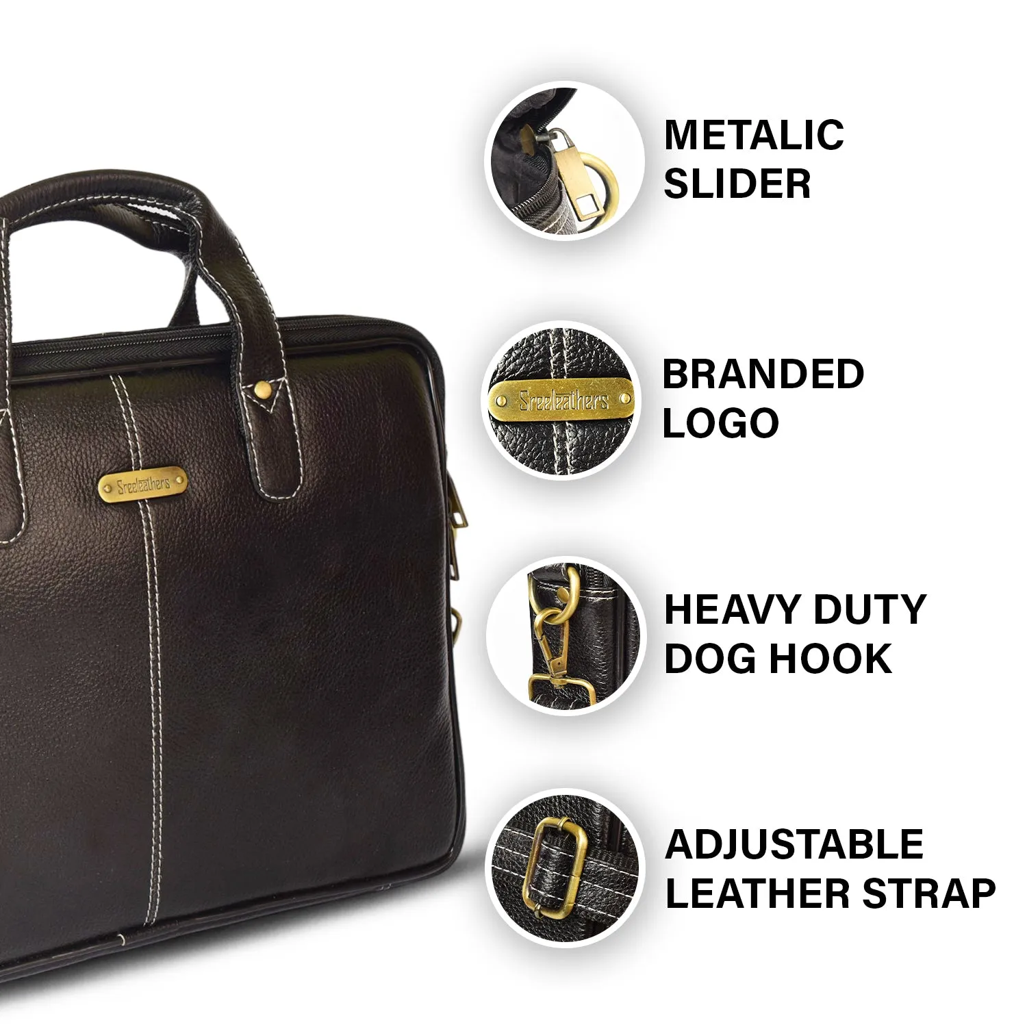 Leather Laptop Bag 36811 (Black)