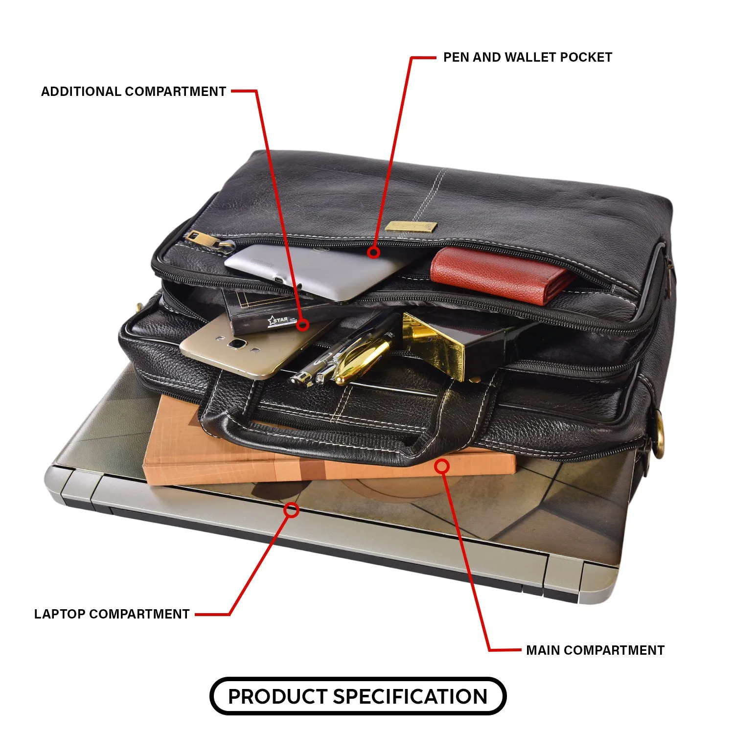 Leather Laptop Bag 998901 (Black)
