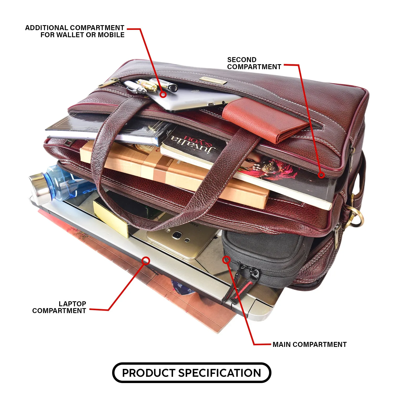 Leather Laptop Bag  998902 (Brown)