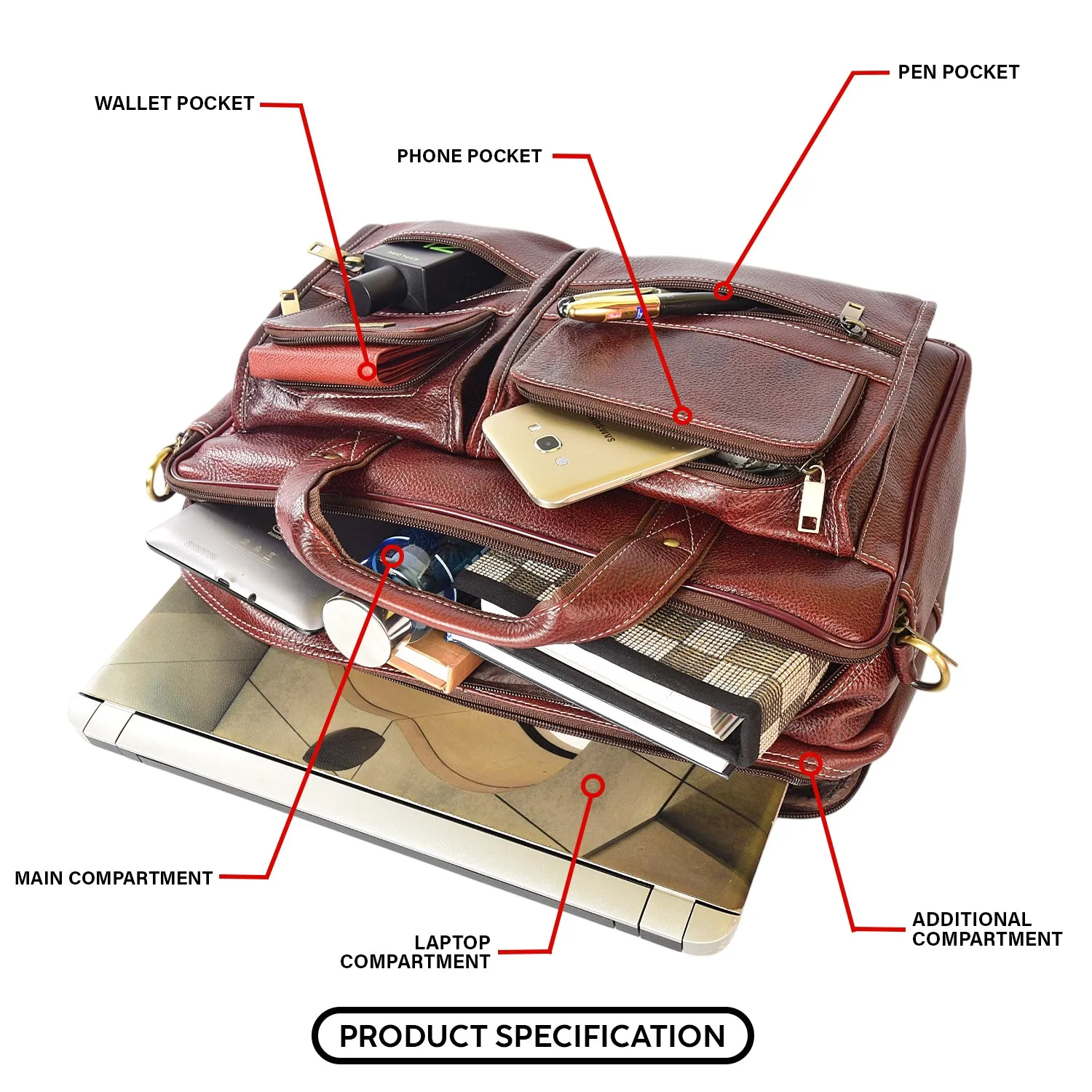 Leather Laptop Bag  998919 (Brown)