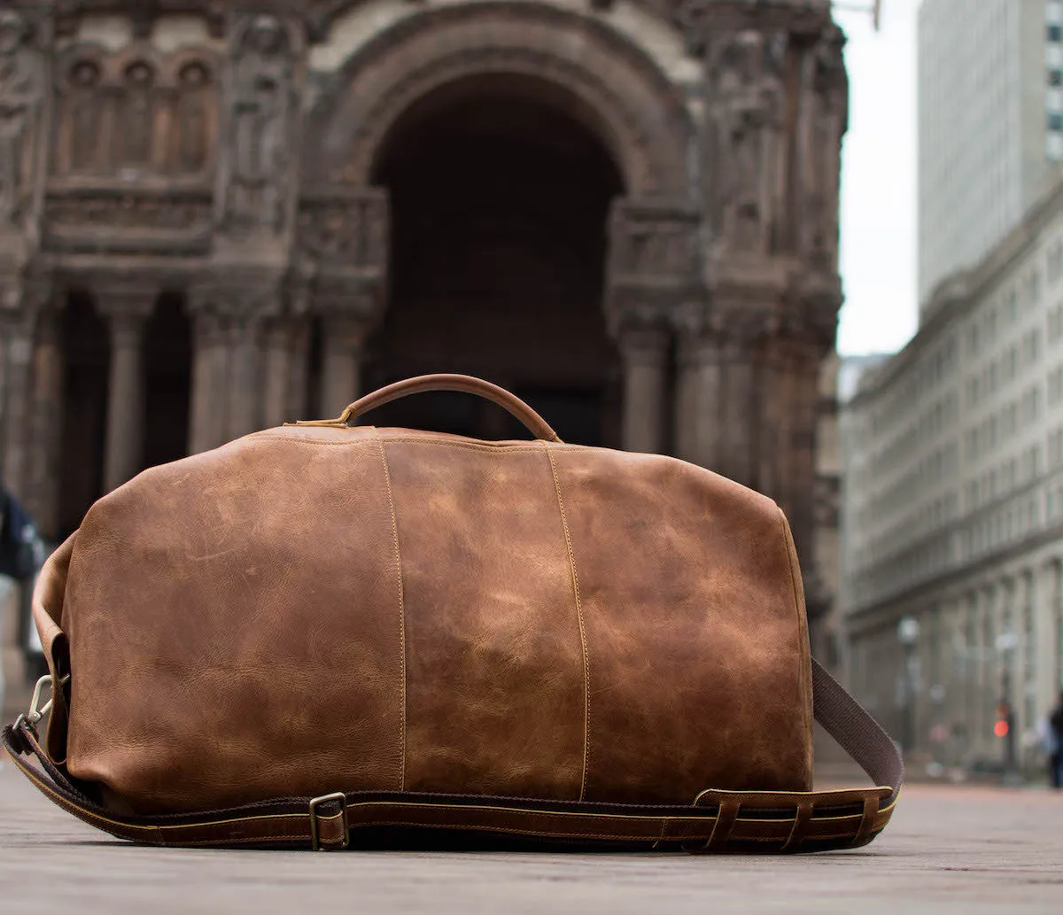 Leather Military Duffle Bag 24"