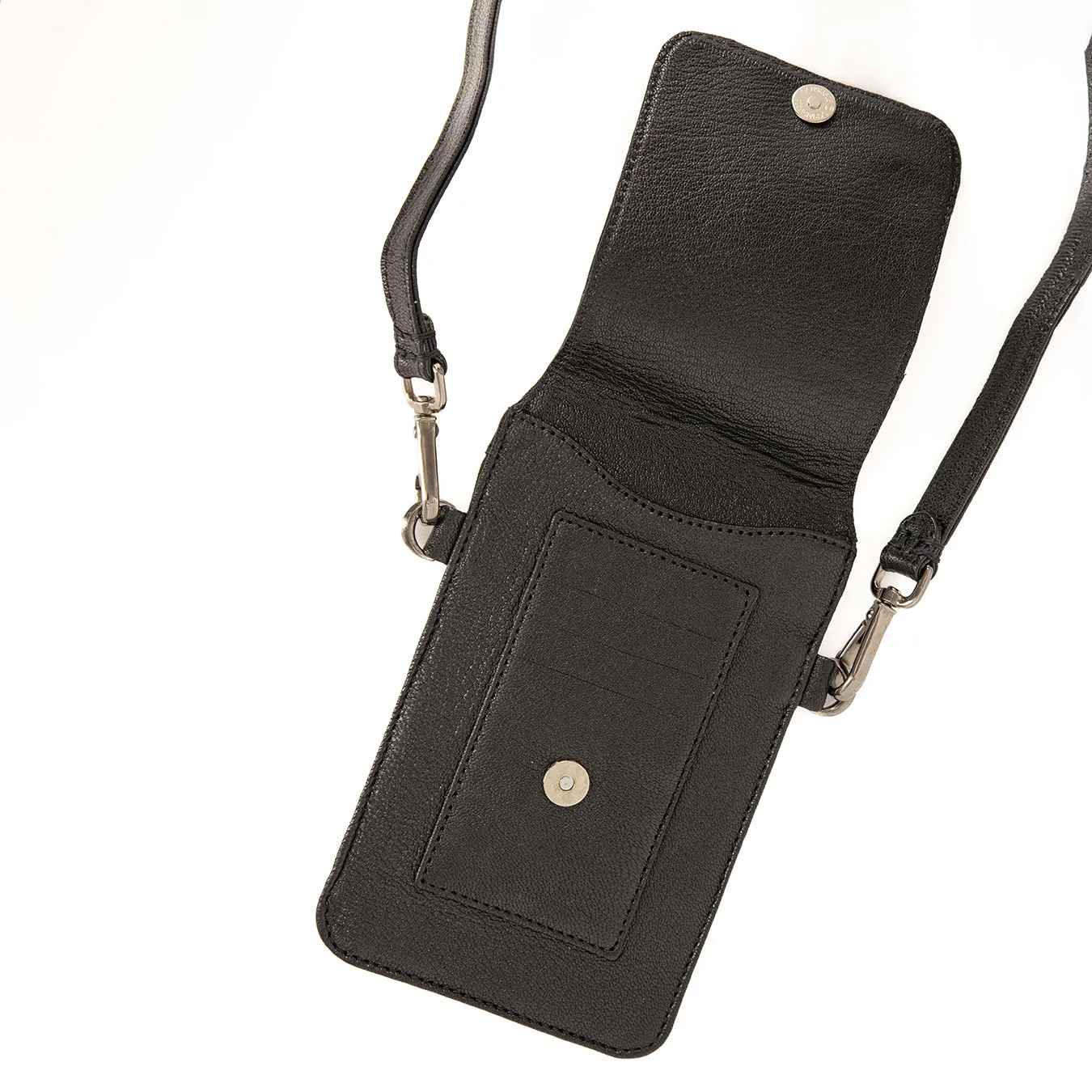 Lupita : Ladies Leather Crossbody Purse in Black Cayak