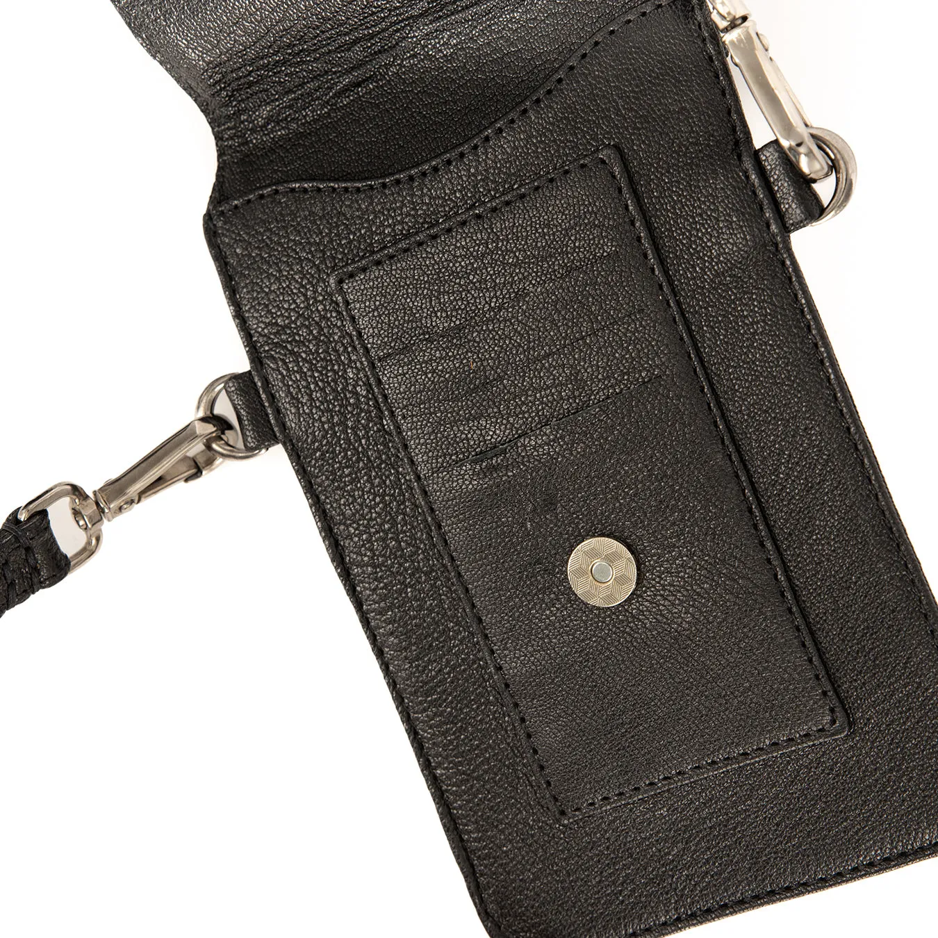 Lupita : Ladies Leather Crossbody Purse in Black Cayak