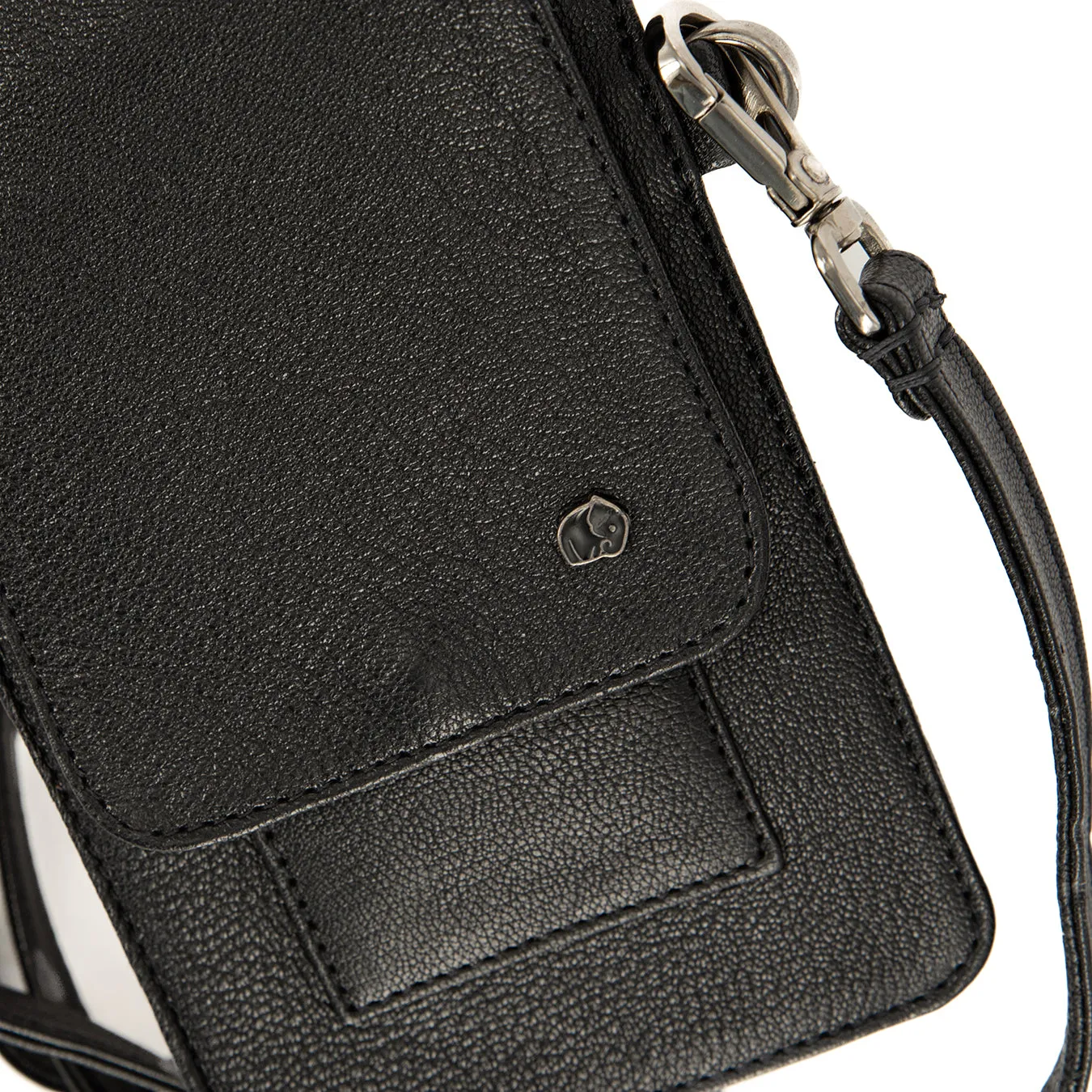 Lupita : Ladies Leather Crossbody Purse in Black Cayak