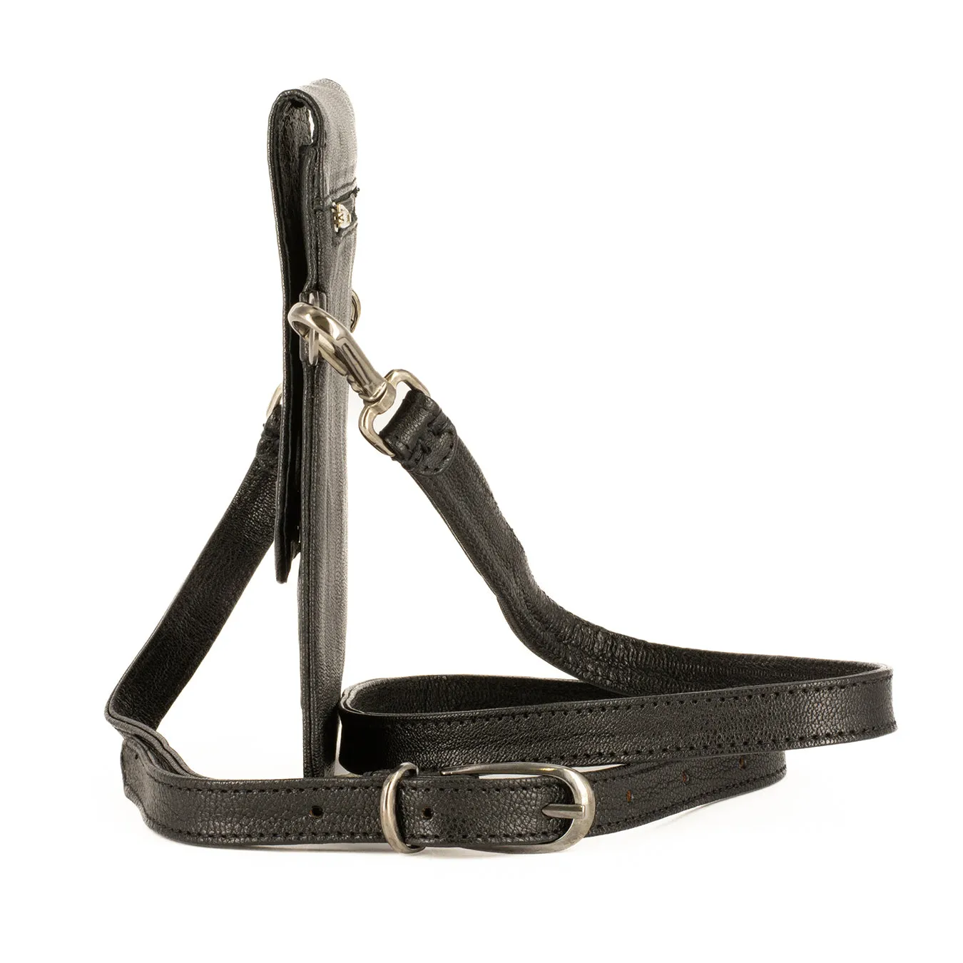Lupita : Ladies Leather Crossbody Purse in Black Cayak