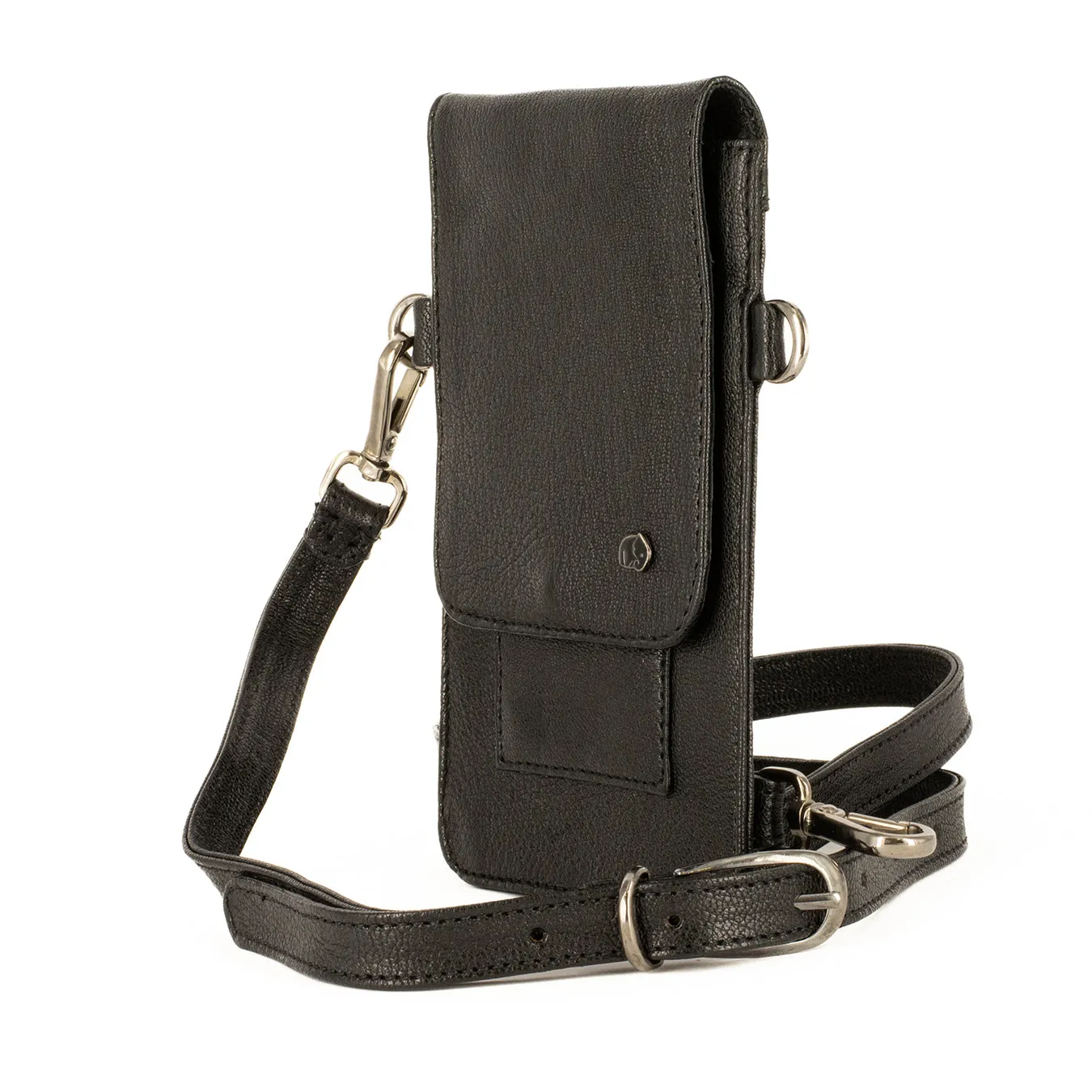 Lupita : Ladies Leather Crossbody Purse in Black Cayak