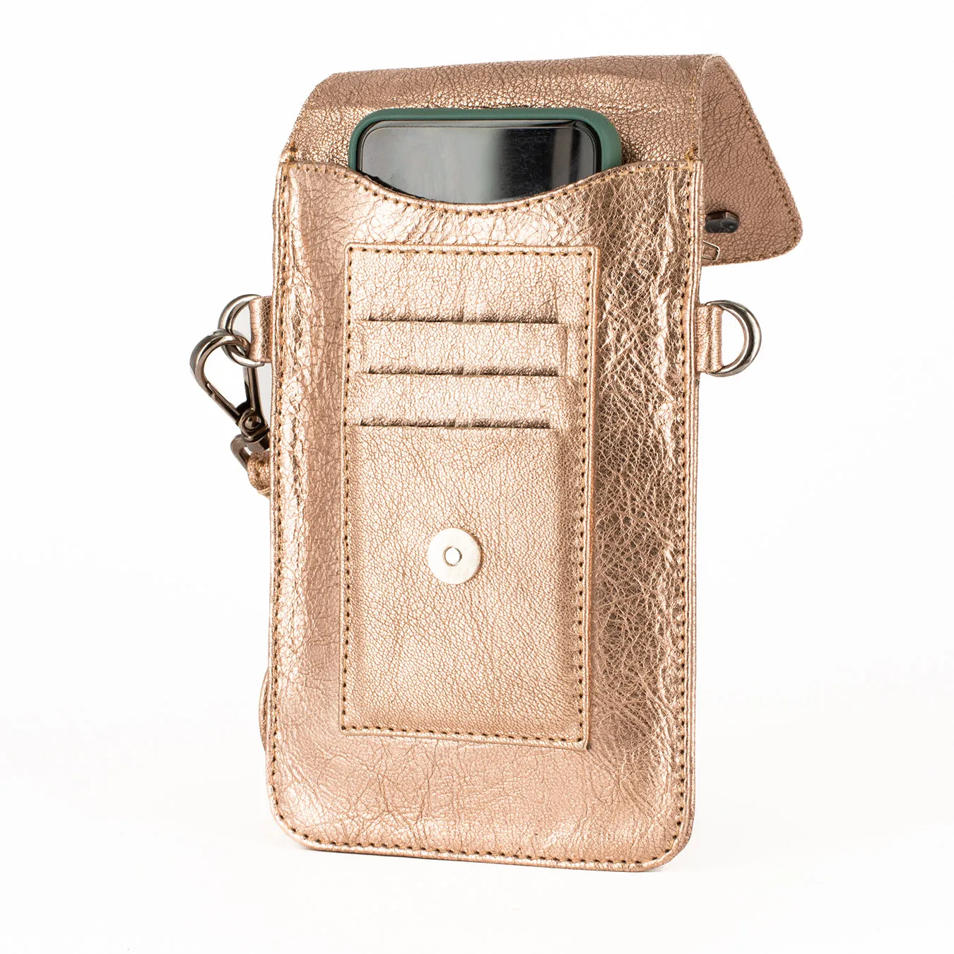 Lupita : Ladies Leather Crossbody Purse in Gold Metallic