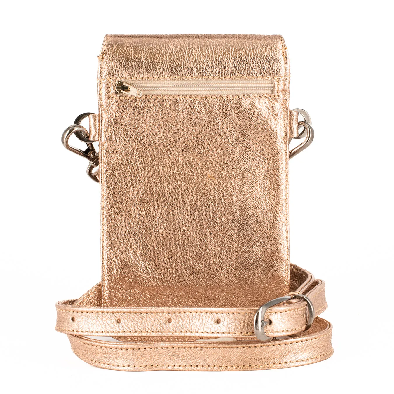 Lupita : Ladies Leather Crossbody Purse in Gold Metallic