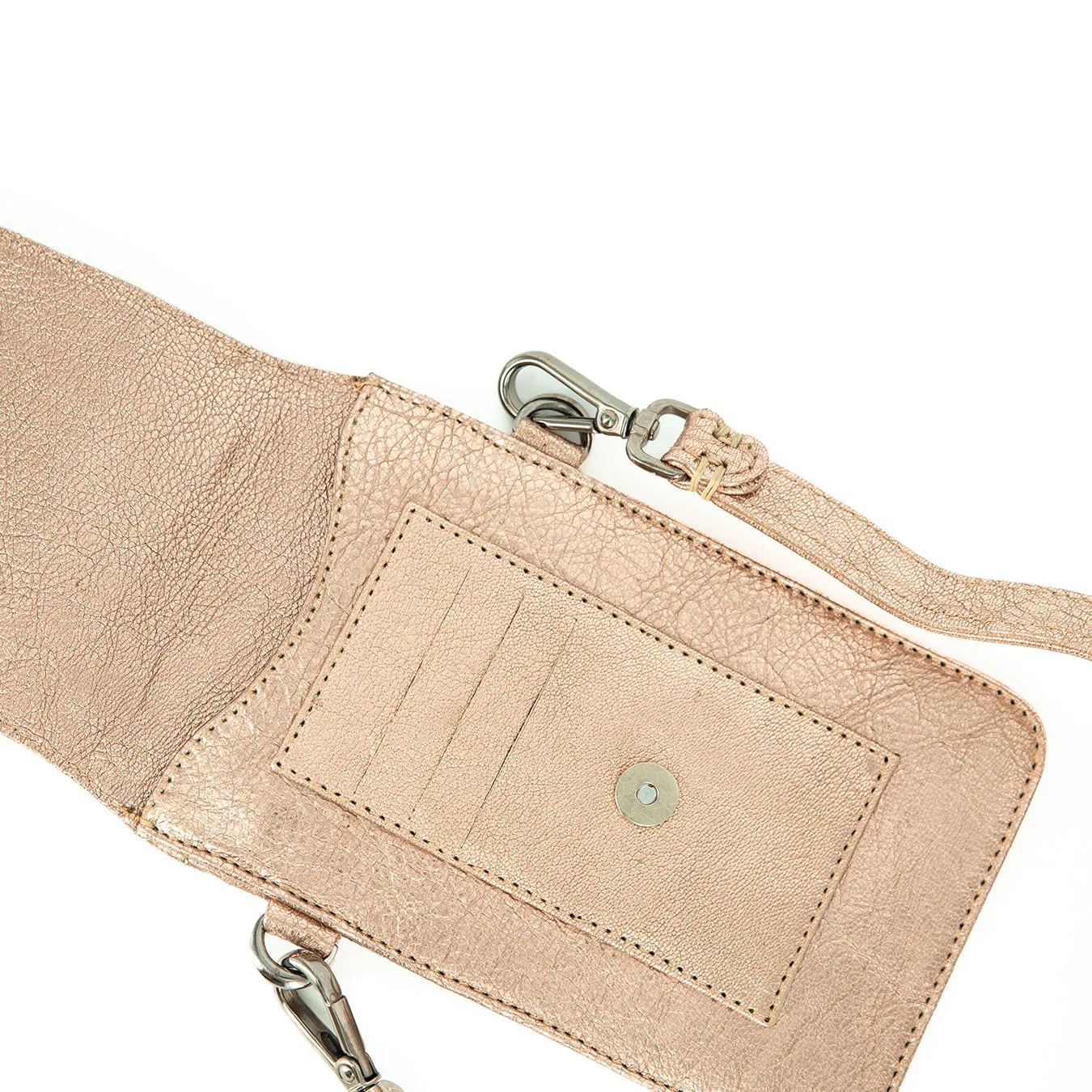 Lupita : Ladies Leather Crossbody Purse in Gold Metallic