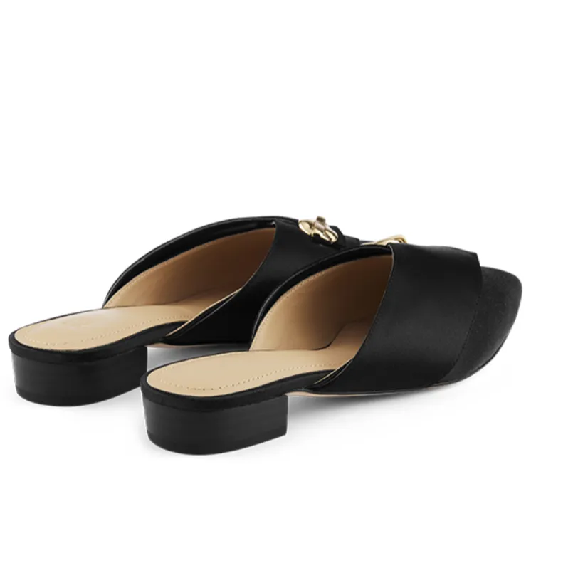 March Muse Black Pointed Toe Slipper Mule