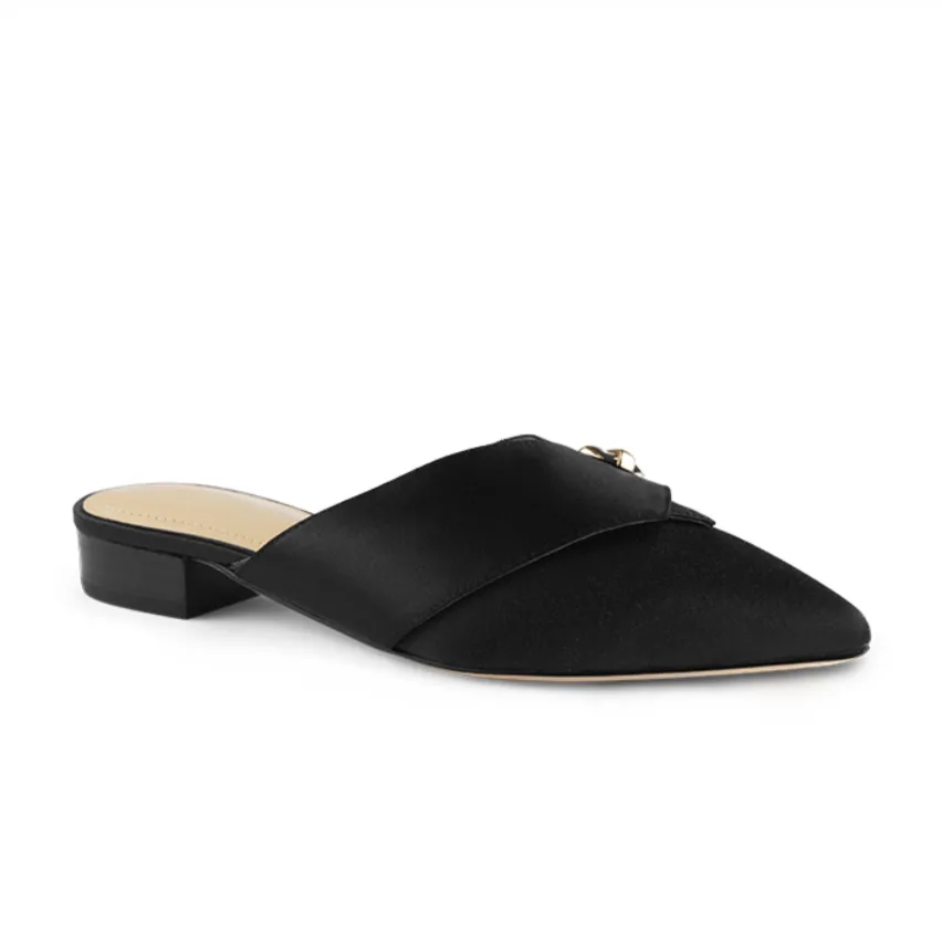 March Muse Black Pointed Toe Slipper Mule