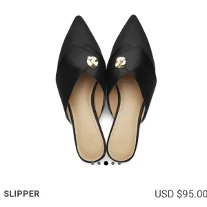 March Muse Black Pointed Toe Slipper Mule