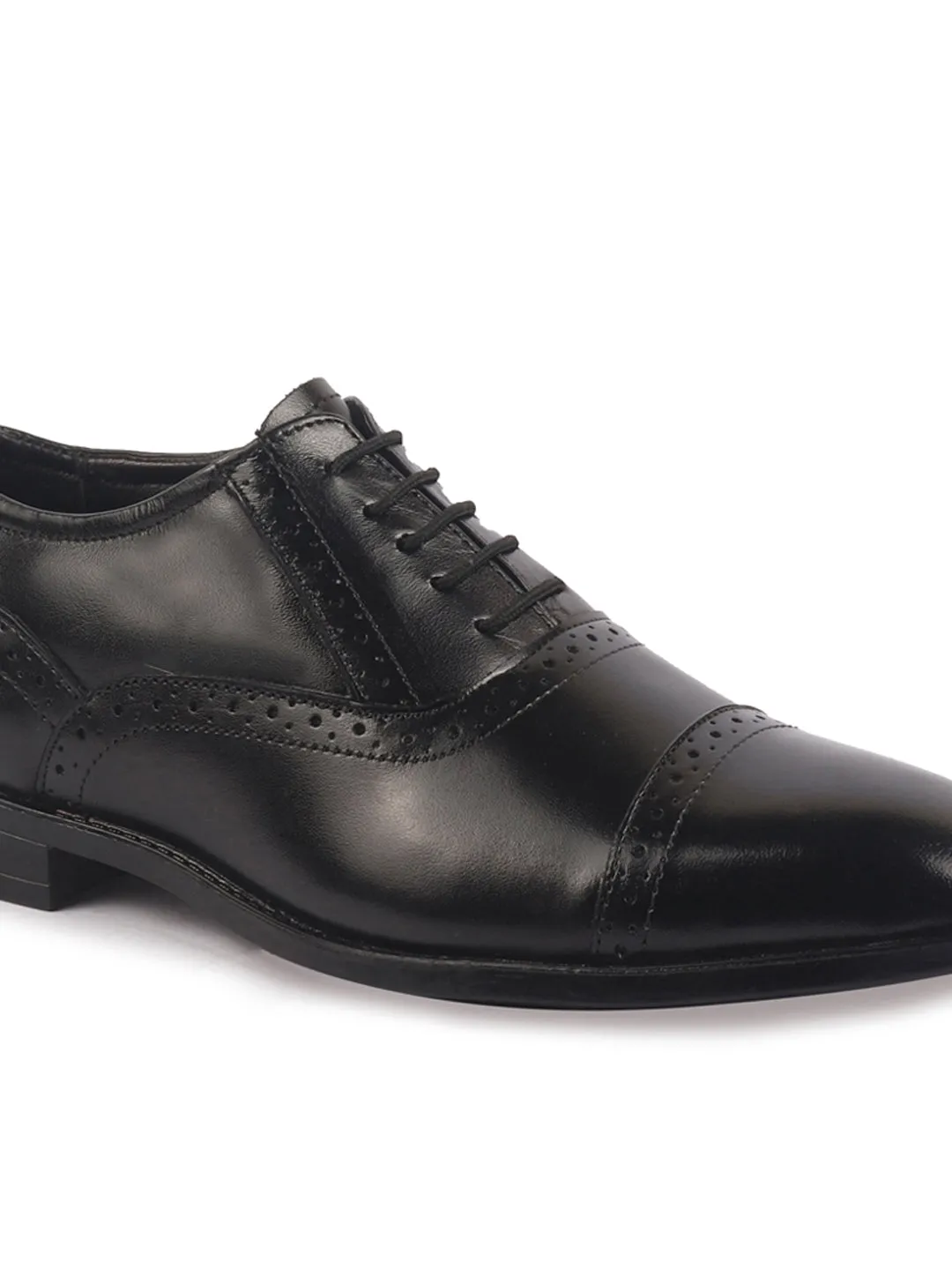 Men Black Genuine Leather Formal Lace Up Brogue Shoes for Office|Meeting Event Shoes with Comfort