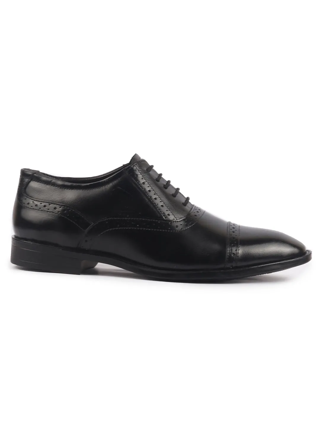 Men Black Genuine Leather Formal Lace Up Brogue Shoes for Office|Meeting Event Shoes with Comfort