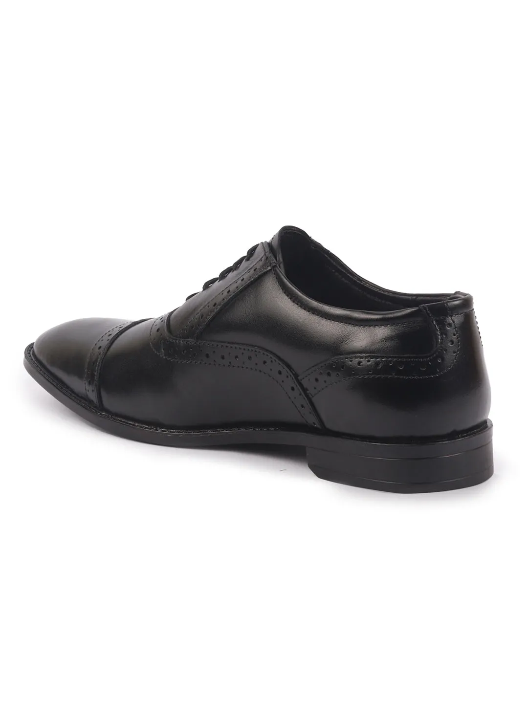 Men Black Genuine Leather Formal Lace Up Brogue Shoes for Office|Meeting Event Shoes with Comfort