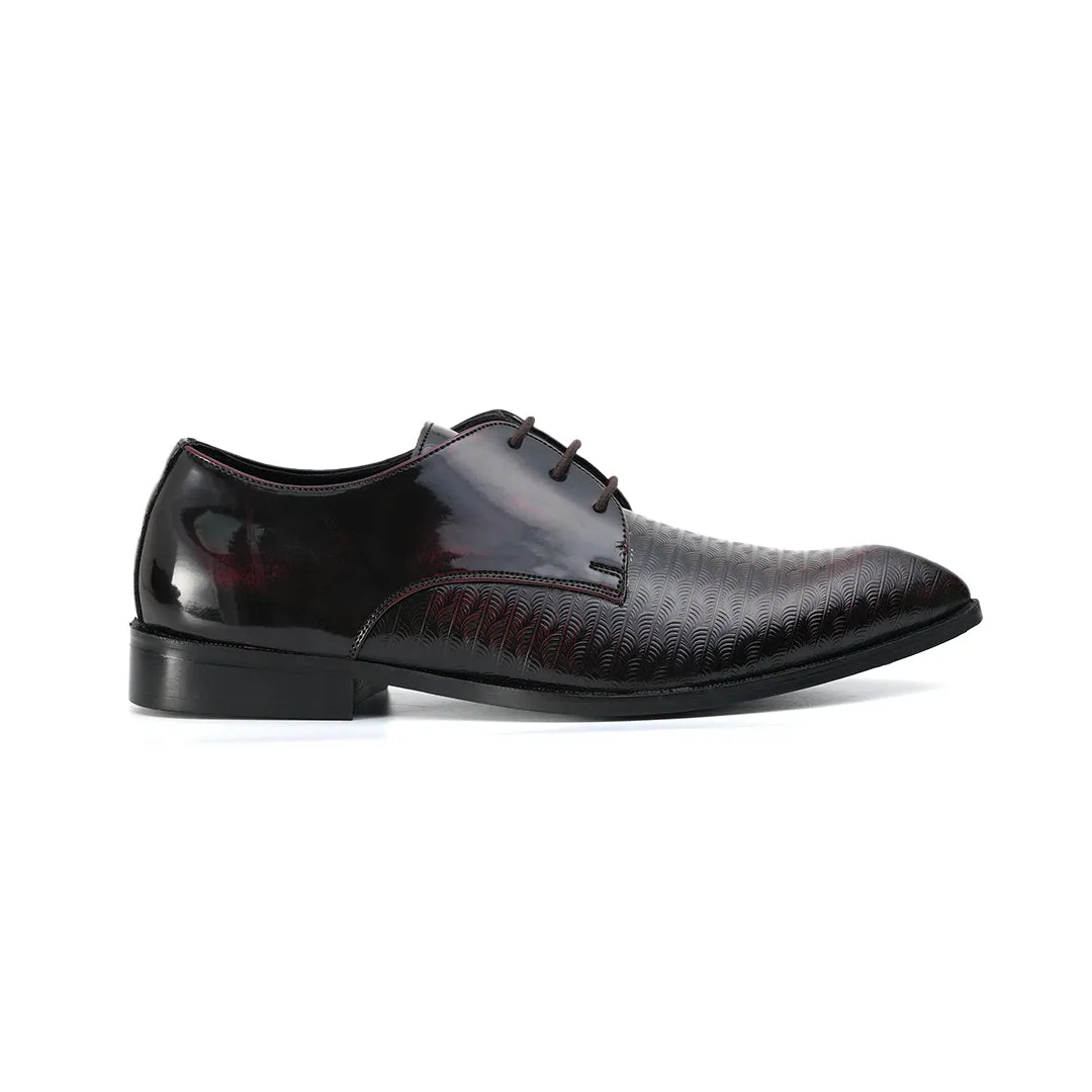Monkstory Embossed Pattern Pointed Lace-ups - Cherry