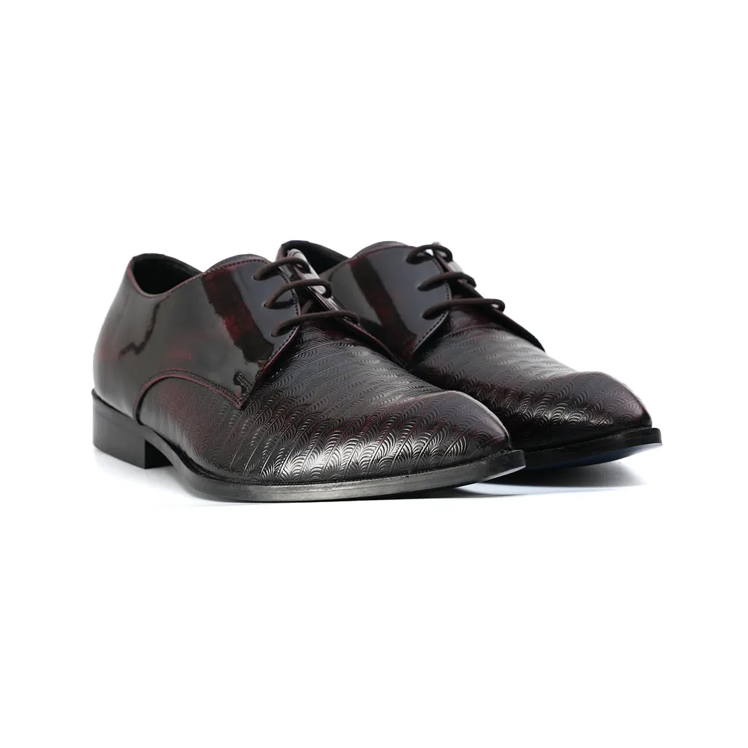 Monkstory Embossed Pattern Pointed Lace-ups - Cherry