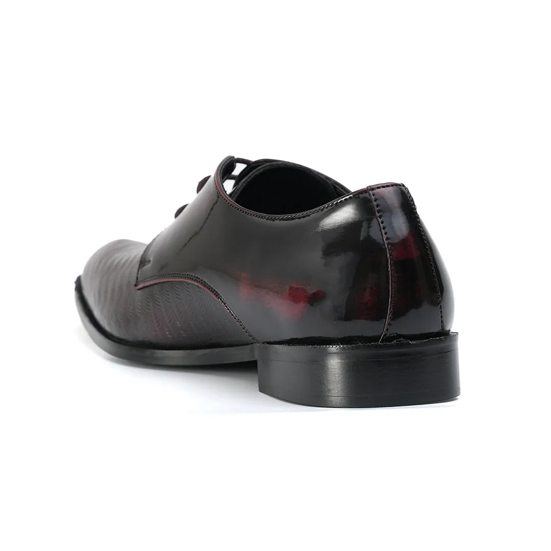 Monkstory Embossed Pattern Pointed Lace-ups - Cherry