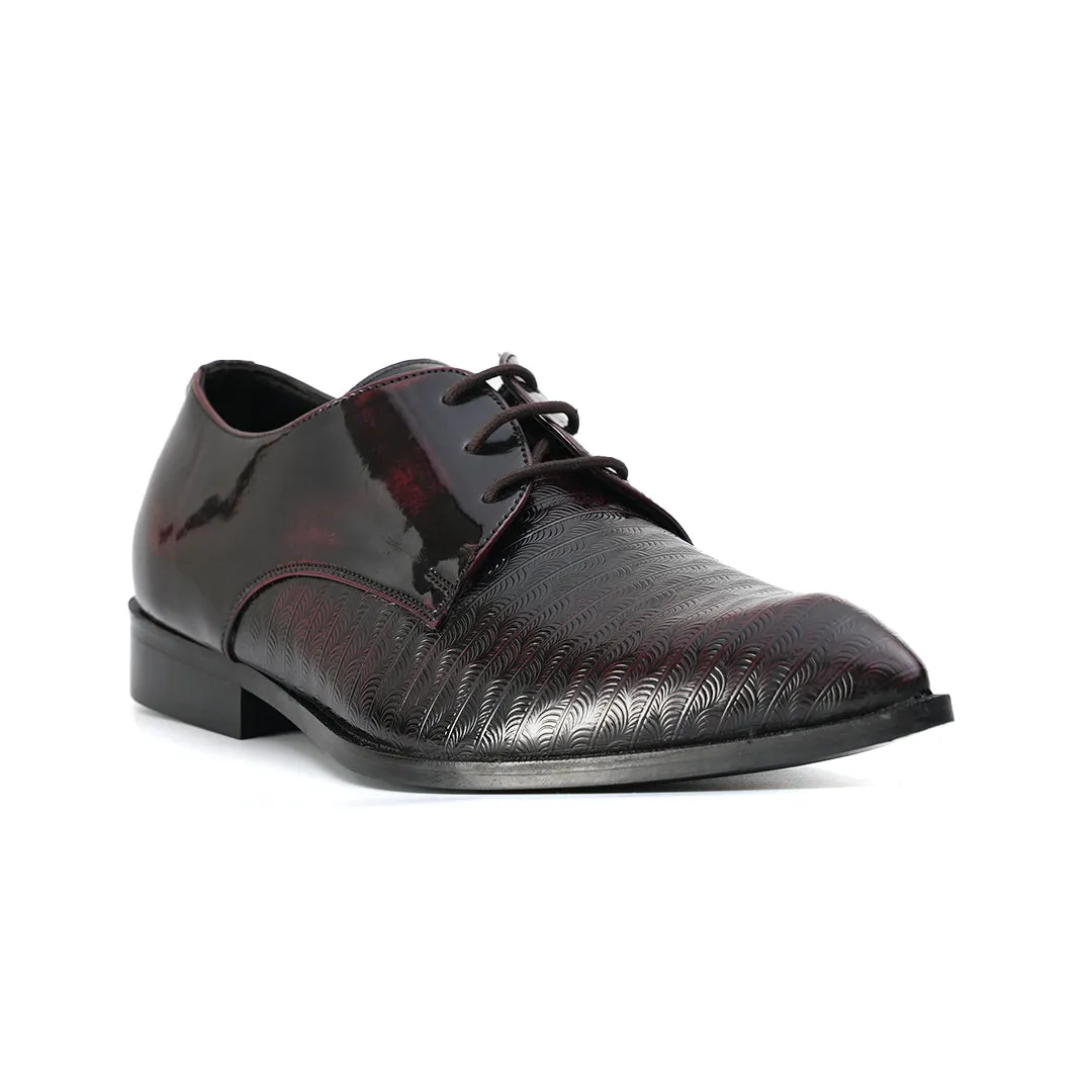 Monkstory Embossed Pattern Pointed Lace-ups - Cherry