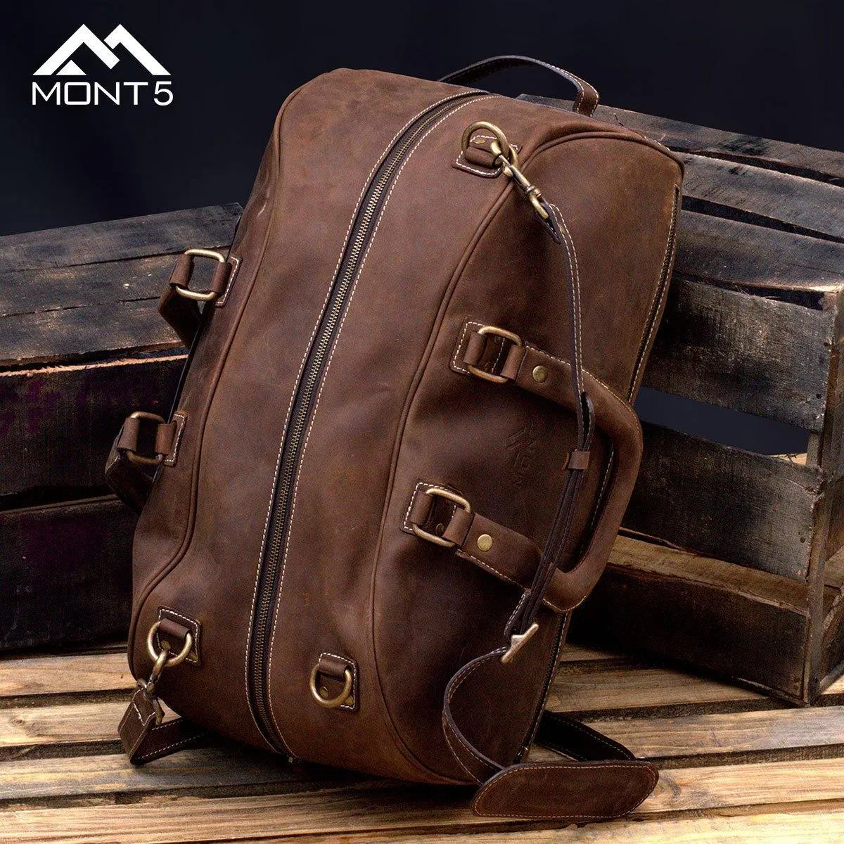 MONT5 Hunza Crossbody Overnight Leather Travel Duffel