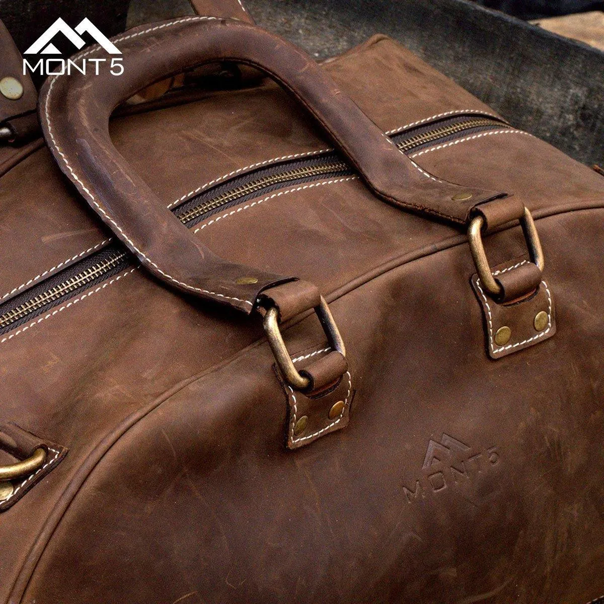 MONT5 Hunza Crossbody Overnight Leather Travel Duffel