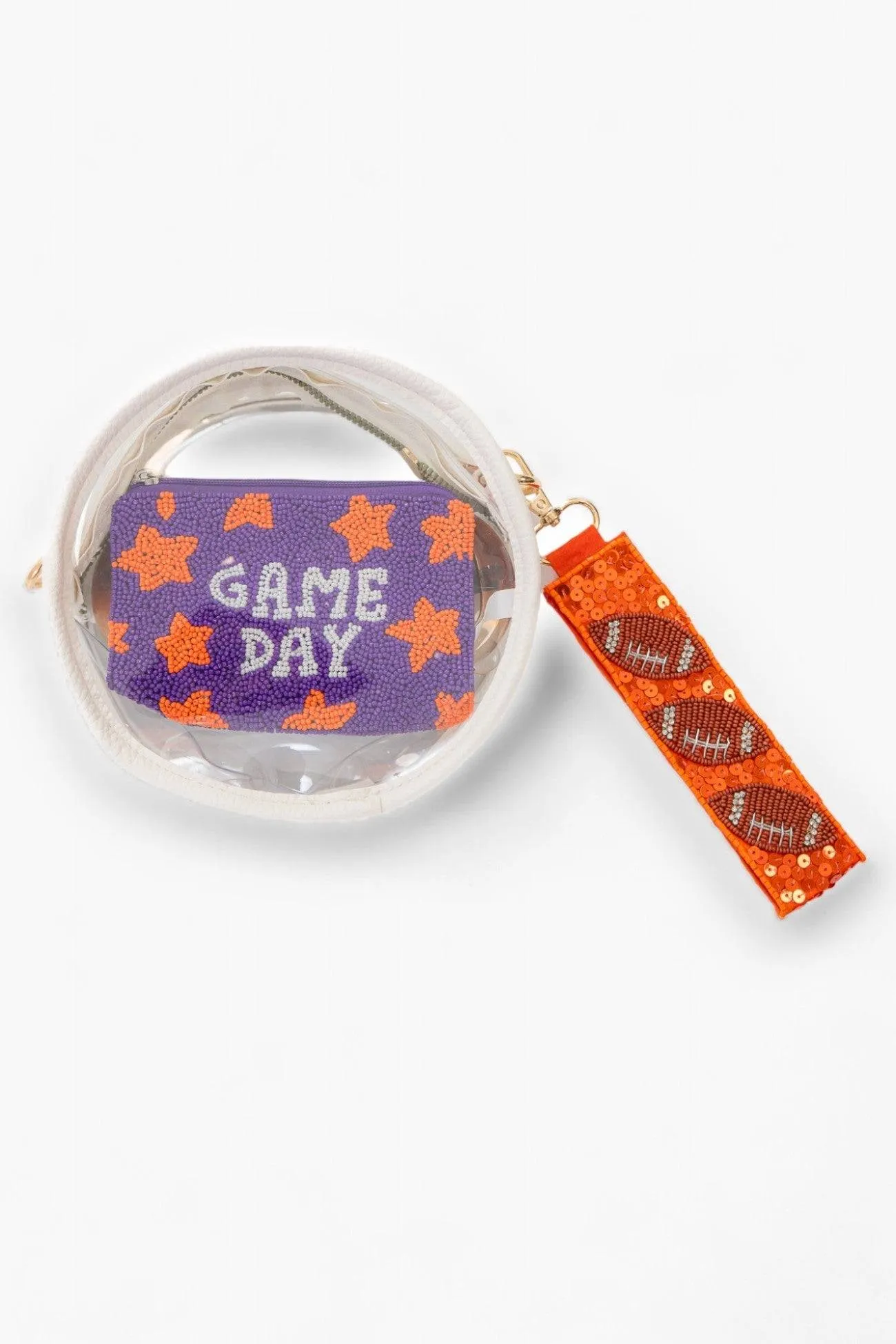 Orange Sequin Football Wrist Strap