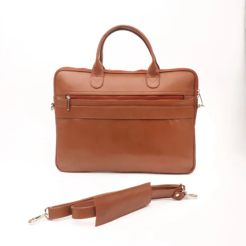 Parker Slim Leather Laptop Bag-Tan