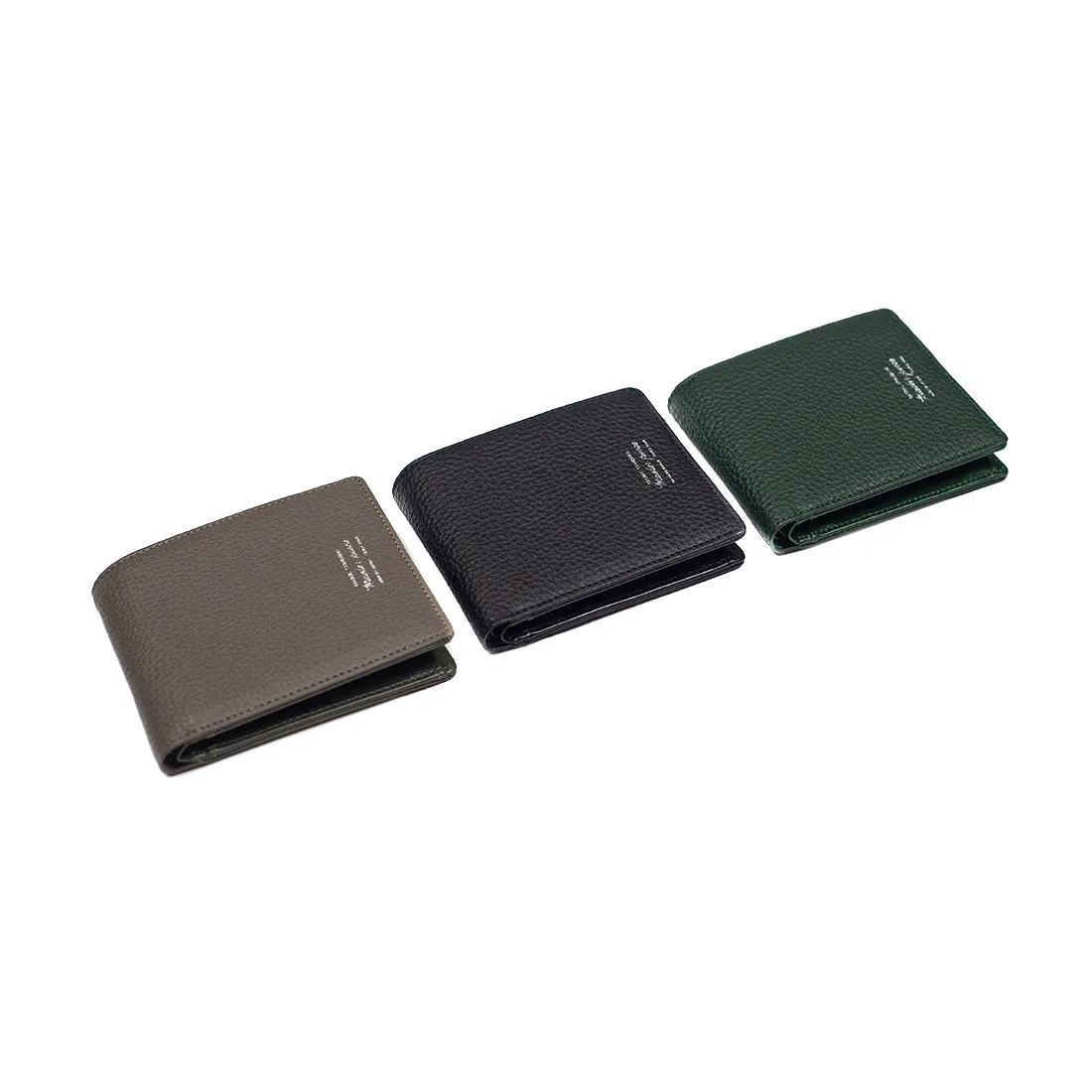 "Deater" billfold wallet with coin purse in bottle green shrunken leather