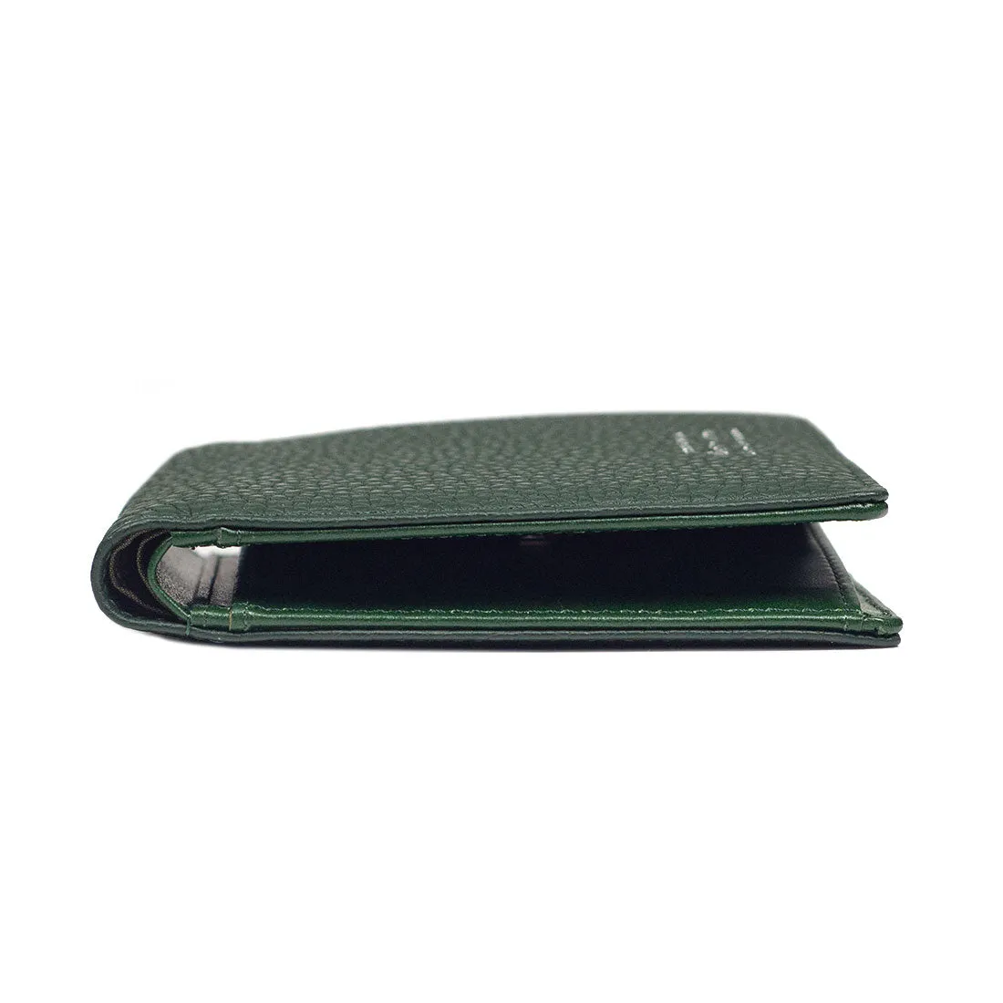 "Deater" billfold wallet with coin purse in bottle green shrunken leather