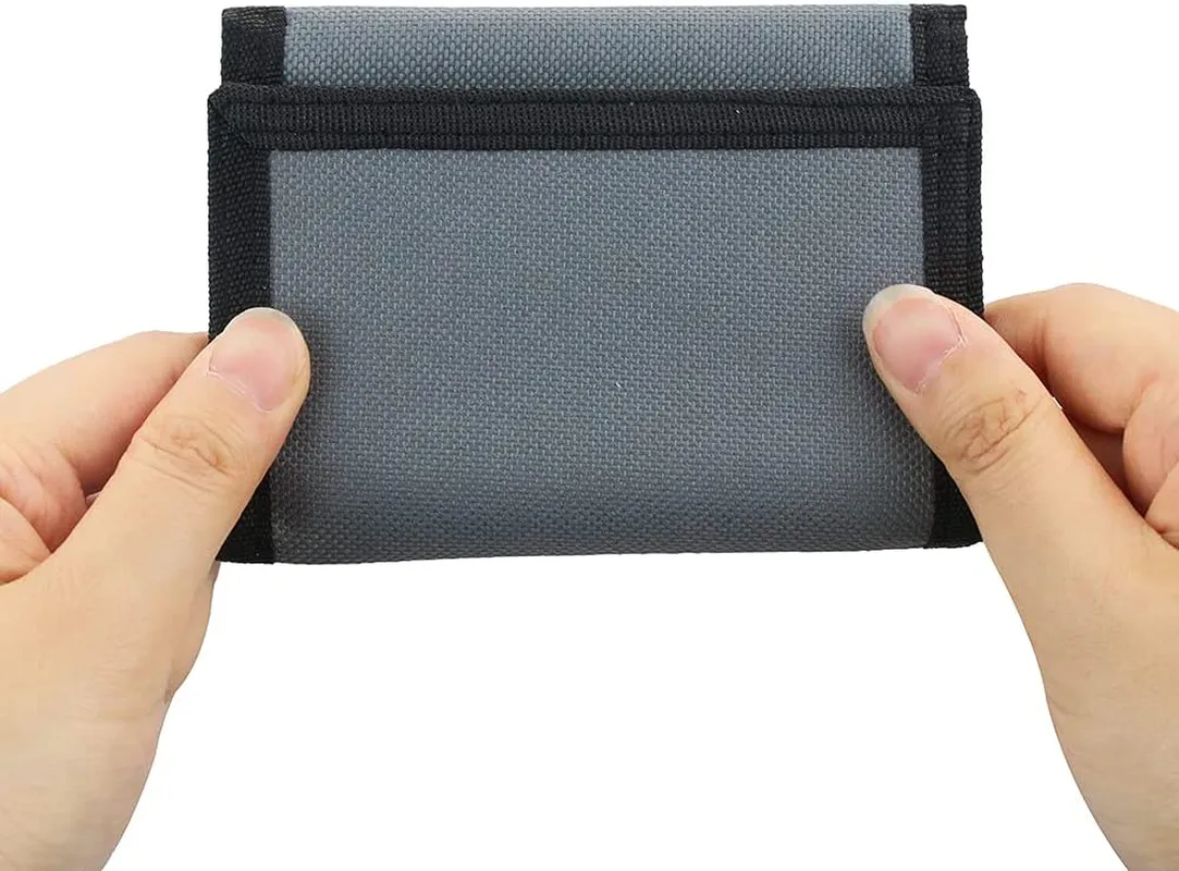 RFID Blocking Canvas Wallet for Men and Women - Camo Trifold Outdoor Sports Wallets with Magic Sticker for Teen Kids (Grey)