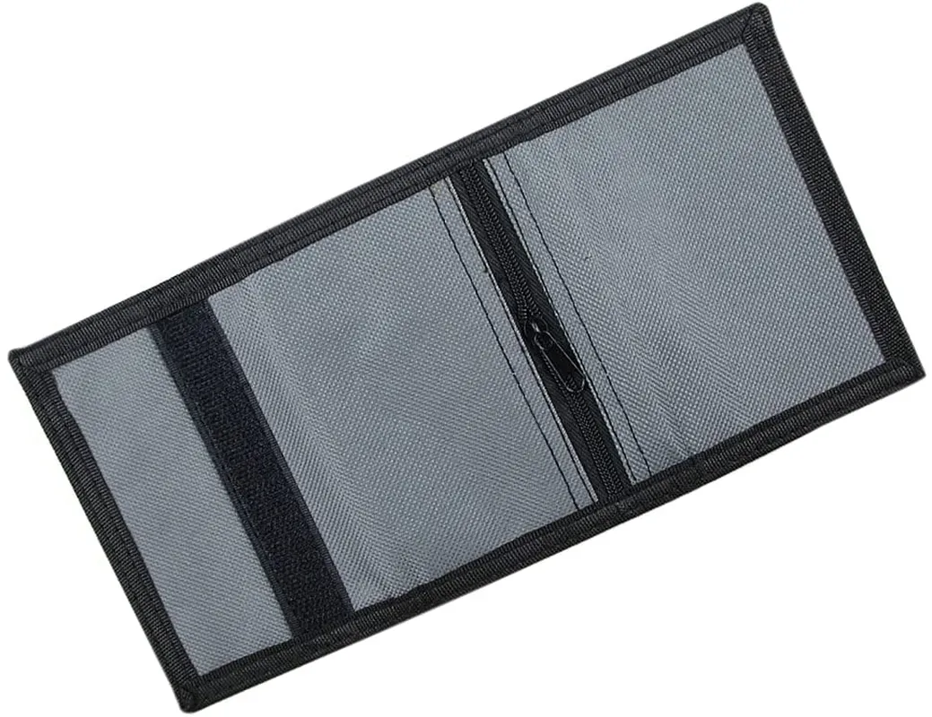 RFID Blocking Canvas Wallet for Men and Women - Camo Trifold Outdoor Sports Wallets with Magic Sticker for Teen Kids (Grey)