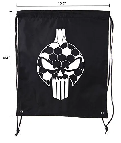 Soccer Party Favors | Soccer Drawstring Backpacks for Birthday Parties, Team events, and much more! - 6PK Black CA2500SOCCER S6