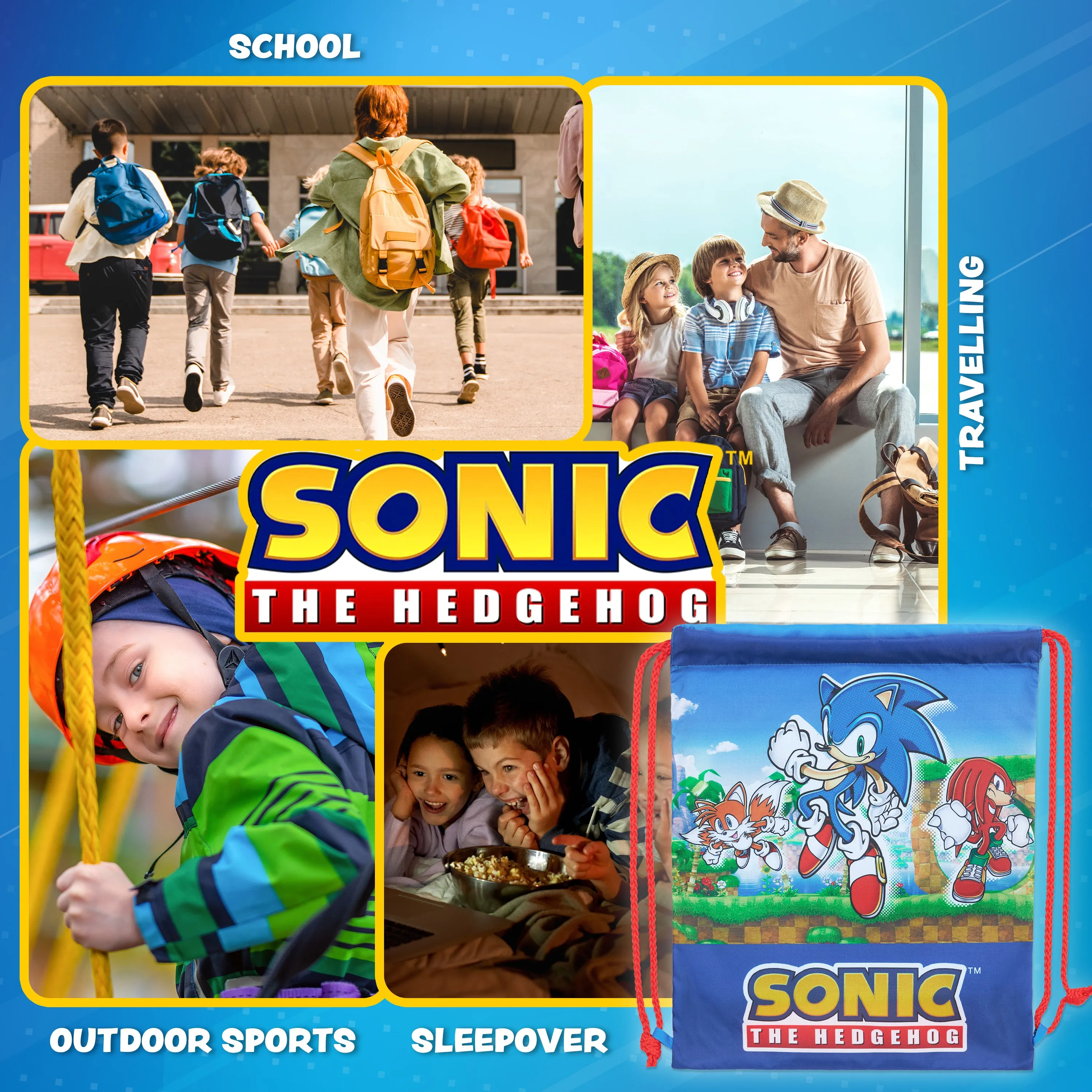 Sonic The Hedgehog Swimming Bag for Kids, Drawstring Bags