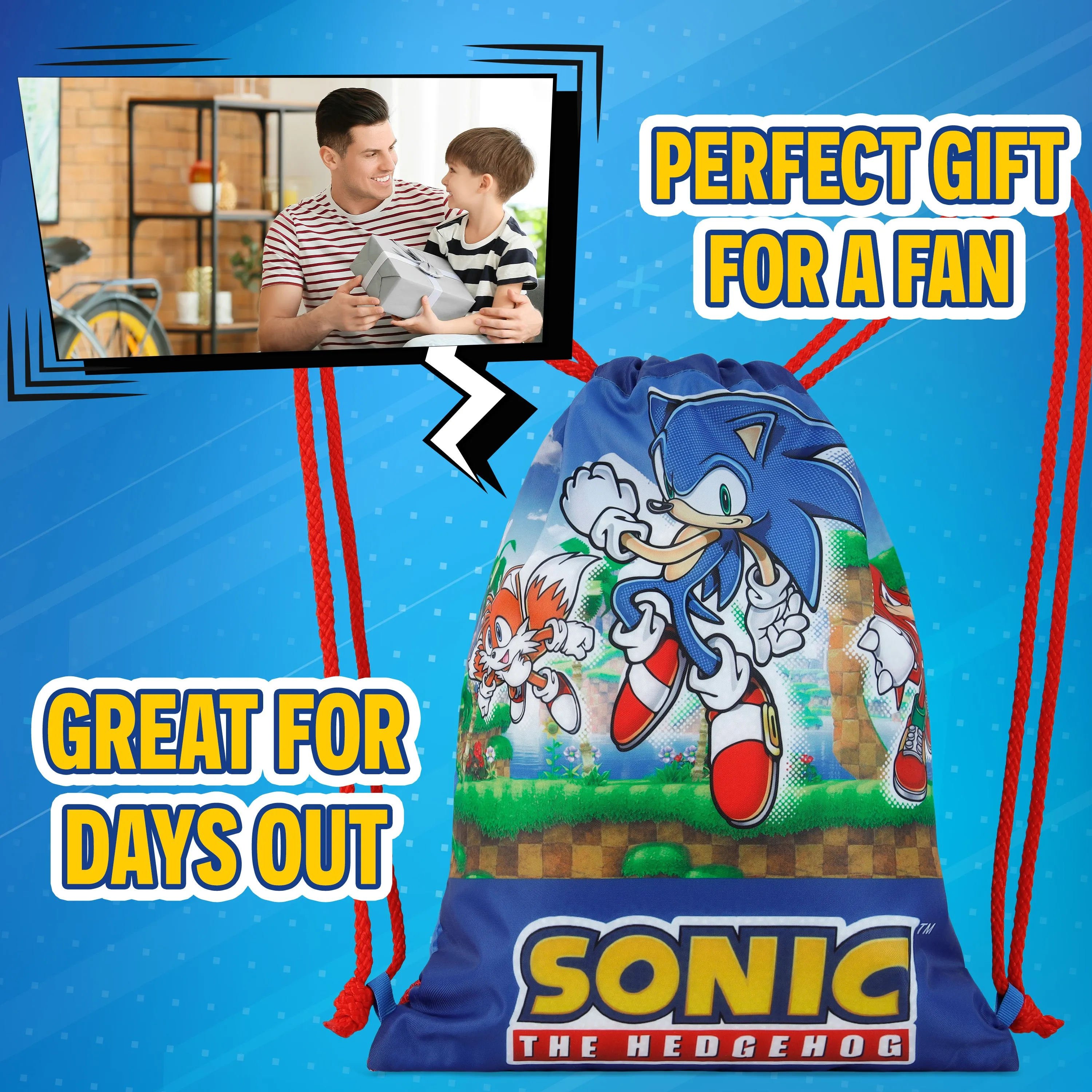 Sonic The Hedgehog Swimming Bag for Kids, Drawstring Bags