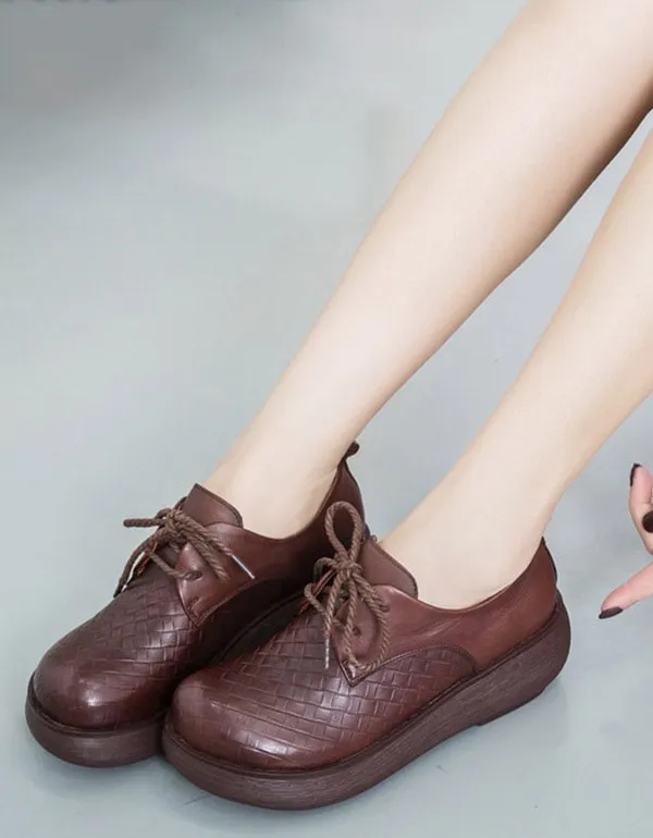 Spring Lace Up Handmade Waterproof Wedge Shoes