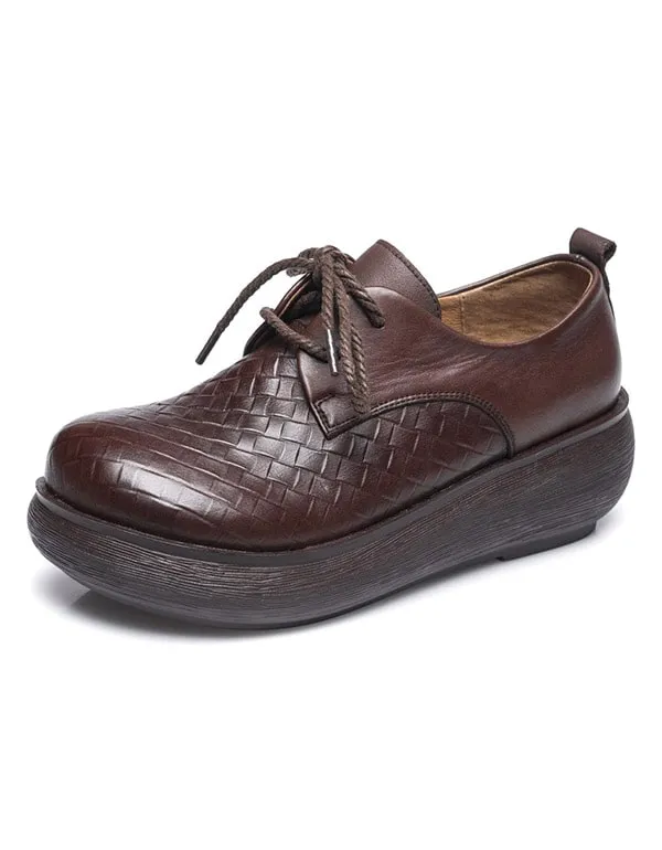 Spring Lace Up Handmade Waterproof Wedge Shoes