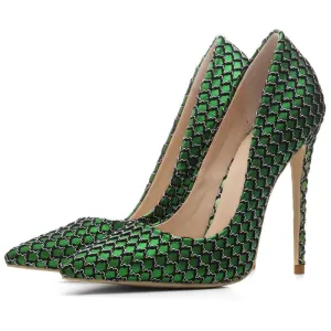 Street Fabric Plaid Pointed Toe Stiletto Heel Pumps