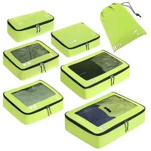 Suitcase Organiser, Packing Cubes, 7-Piece Suitcase Organiser Set, Packing Cube, Pet Recycled Packing Bags for Suitcases, Suitcase Organiser for Backpack, Shoe Bag, Clothes Bags for Suitcases