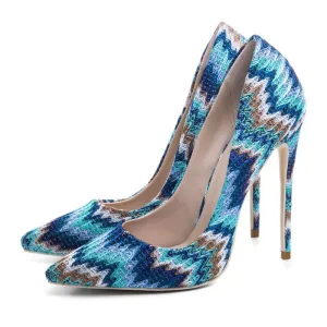 Summer Print Pointed Toe High Heel Ankle Boots