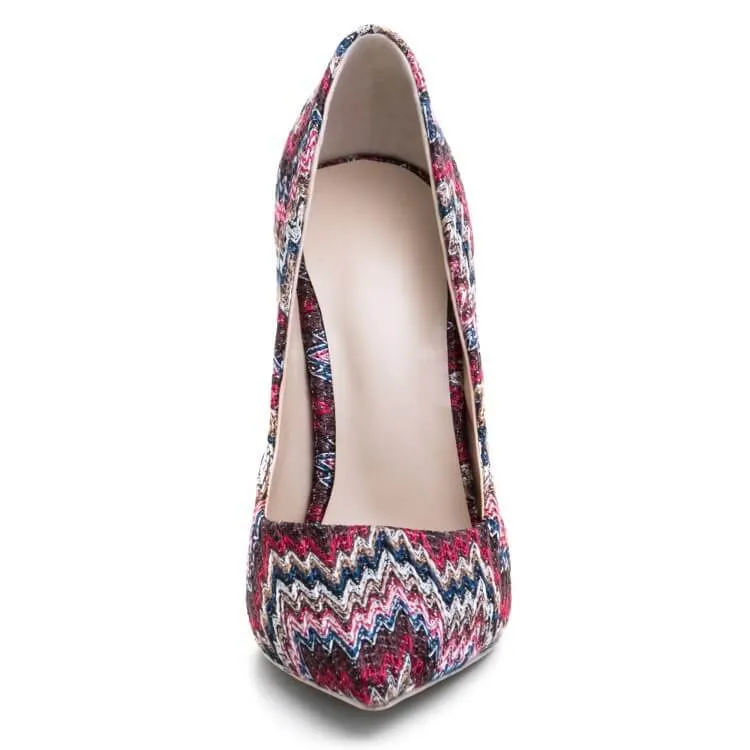 Summer Print Pointed Toe High Heel Ankle Boots