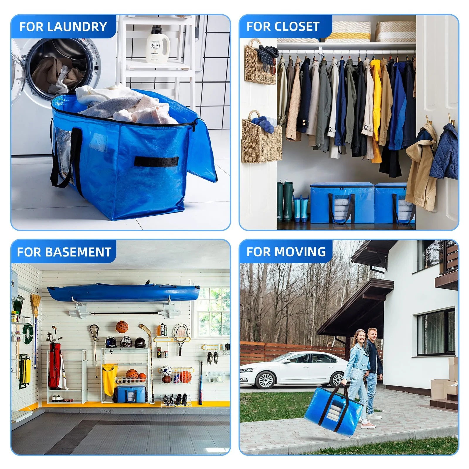 TAILI Moving Bags Extra Large 6 Pack, Heavy Duty Storage Bags with Visible Window, Wrap Around Handles and Reinforced Zipper Storage Tote for Space Saving Moving Storage, Moving totes