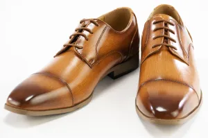 Tan Leather Cap-toe Lace-Ups