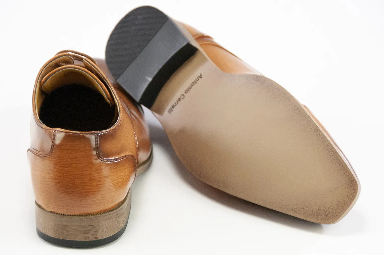 Tan Leather Cap-toe Lace-Ups
