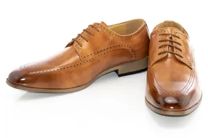 Tan Perforated Leather Derby Lace-Ups
