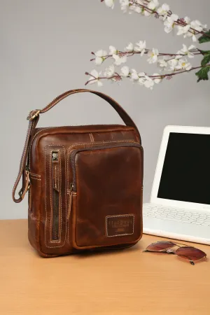 Teakwood Genuine Unisex Tan Genuine Leather Messenger Bag
