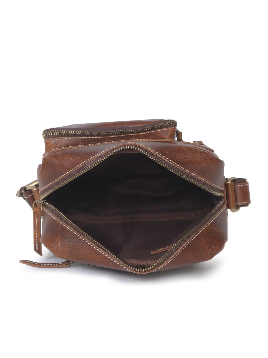 Teakwood Genuine Unisex Tan Genuine Leather Messenger Bag